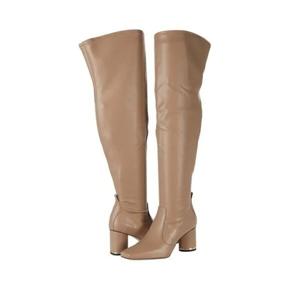 Franco Sarto Pisaboot Wide Calf Over The Knee High Boots Taupe Size 7.5 M NWB